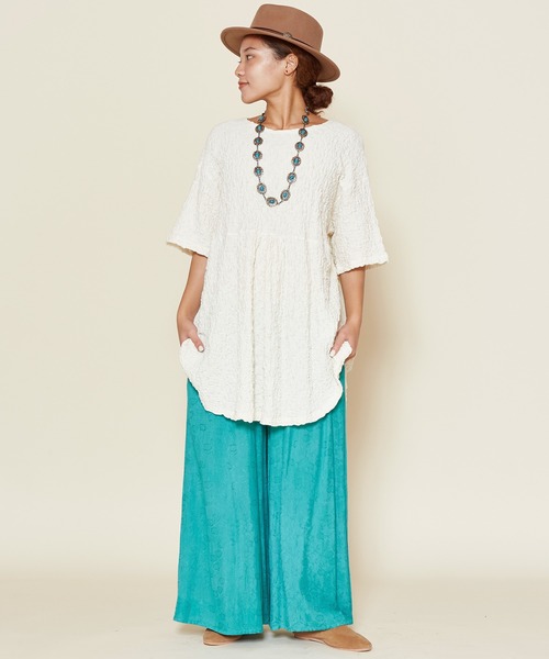 チャイハネ（チャイハネ）の「【チャイハネ】ボタニカル柄ジャカードワイドパンツ（その他パンツ・レディース・ブラック/ベージュ/パープル/レッド/グリーン/グレー/イエロー/オレンジ/ターコイズブルー・FREE）」の16枚目の写真