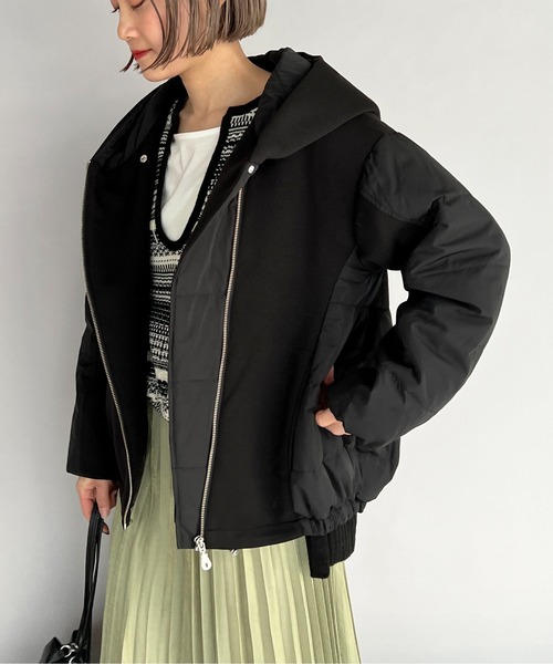 LUGIVA（ルギヴァ）の「ダンボールニットｘキルトダウンジャケット（ダウンジャケット/コート・レディース・ブラック/ブラウン/グレー・M）」の2枚目の写真