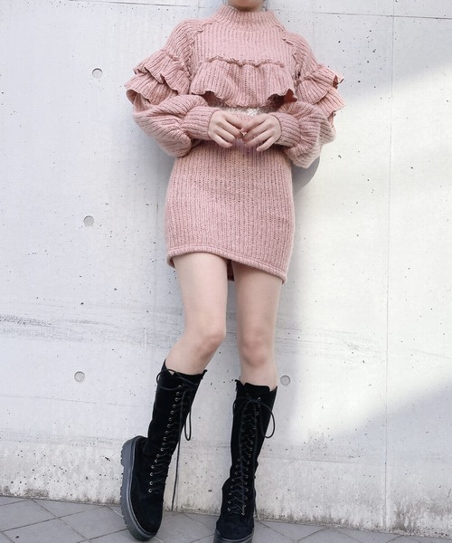 lilLilly（リルリリー）の「フリルタートルニットトップス（ニット/セーター・レディース・ピンク/ブラック/アイボリー・FREE）」の15枚目の写真