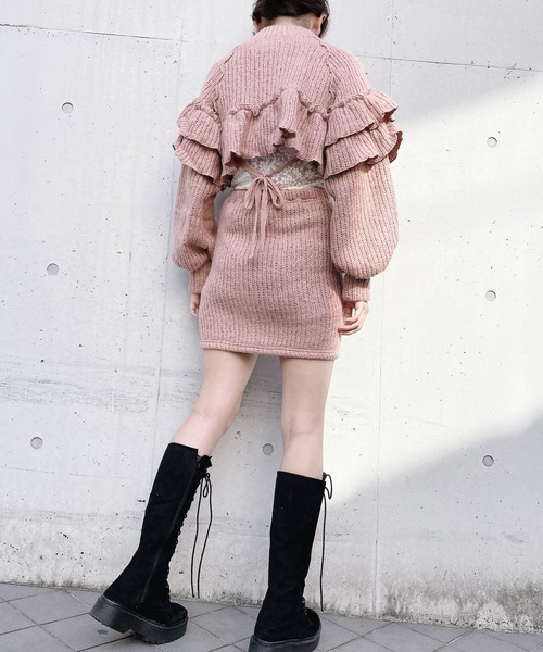 lilLilly（リルリリー）の「フリルタートルニットトップス（ニット/セーター・レディース・ピンク/ブラック/アイボリー・FREE）」の16枚目の写真