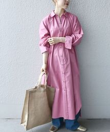 SHIPS any:〈ウォッシャブル〉ギャザー ロング シャツワンピース