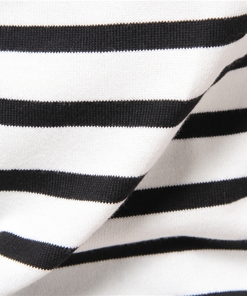 GIORDANO（ジョルダーノ）の「[GIORDANO]天竺ボーダー長袖Ｔシャツ（Tシャツ/カットソー・レディース・ブラック/グレー/ネイビー/ピンク・FREE）」の12枚目の写真