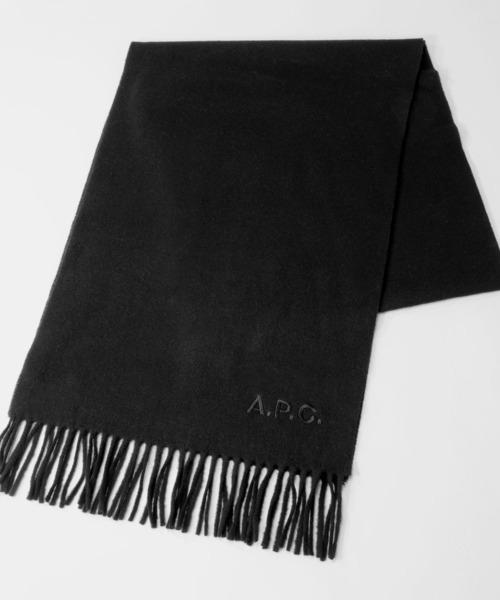 A.P.C.(アーペーセー)の「A.P.C. Ambroise アー・ペー・セー アンブローズ 刺繍入り マフラー(マフラー・レディース・ブラック/キャメル/ダークネイビー/グレー・FREE)」の5枚目の写真