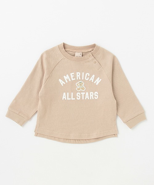 petit main(プティマイン)の「【リンク】ベアロゴ長袖Tシャツ(Tシャツ/カットソー・キッズ・アイボリー/ライトベージュ/ブルー・110cm/80cm/120cm/90cm/130cm/100cm)」の1枚目の写真