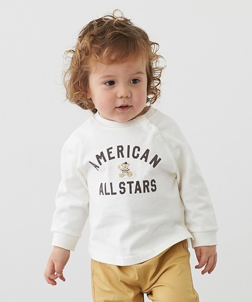 petit main(プティマイン)の「【リンク】ベアロゴ長袖Tシャツ(Tシャツ/カットソー・キッズ・アイボリー/ライトベージュ/ブルー・110cm/80cm/120cm/90cm/130cm/100cm)」の14枚目の写真