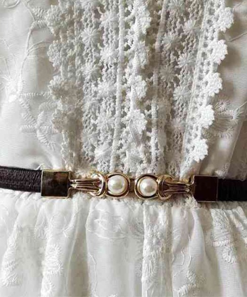 TONE SELECT GOODS（トーンセレクトグッズ）の「【float】パール ゴム シンプル デザイン ベルト（ベルト・レディース・ブラック/ベージュ/ブラウン・FREE）」の2枚目の写真