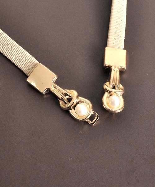 TONE SELECT GOODS（トーンセレクトグッズ）の「【float】パール ゴム シンプル デザイン ベルト（ベルト・レディース・ブラック/ベージュ/ブラウン・FREE）」の4枚目の写真