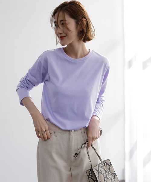 GeeRA（ジーラ）の「綿100％きれいめロンＴ(クルーネック)（Tシャツ/カットソー・レディース・その他/ブラック/オフホワイト/ラベンダー・XX-LARGE/SMALL/LARGE/X-LARGE/MEDIUM）」の9枚目の写真