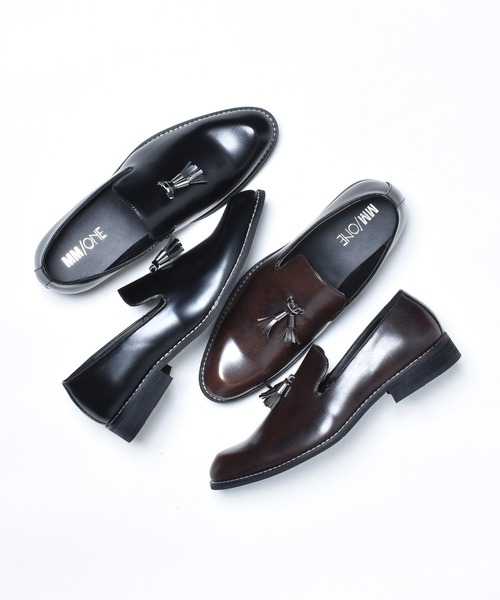 MM/ONE（エムエムワン）の「プレーントゥ タッセルローファー（ローファー・メンズ・ブラック/ダークブラウン・45/42/46/43/41/44/40）」の3枚目の写真