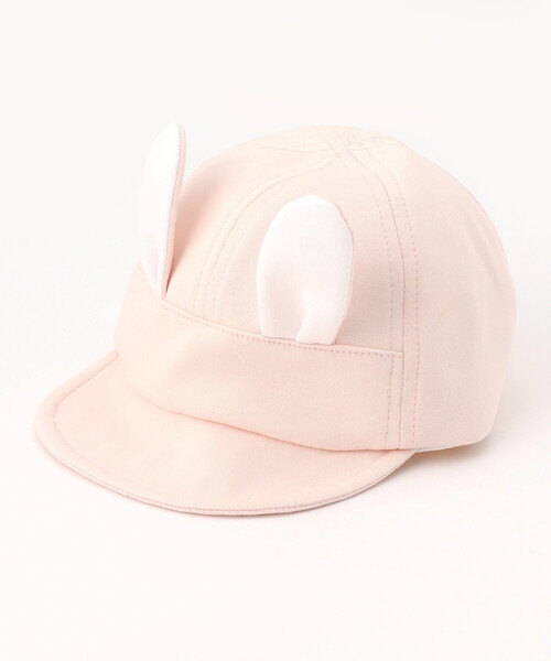 COMME CA ISM（コムサイズム）の「UVカット　カットソー素材　耳付き　キャップ（キャップ・キッズ・ホワイト/ベージュ/ピンク・MEDIUM/LARGE）」の5枚目の写真