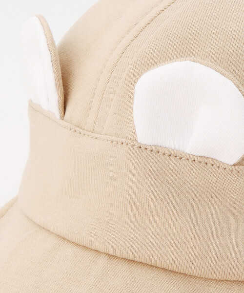 COMME CA ISM（コムサイズム）の「UVカット　カットソー素材　耳付き　キャップ（キャップ・キッズ・ホワイト/ベージュ/ピンク・MEDIUM/LARGE）」の8枚目の写真