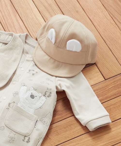 COMME CA ISM（コムサイズム）の「UVカット　カットソー素材　耳付き　キャップ（キャップ・キッズ・ホワイト/ベージュ/ピンク・MEDIUM/LARGE）」の2枚目の写真