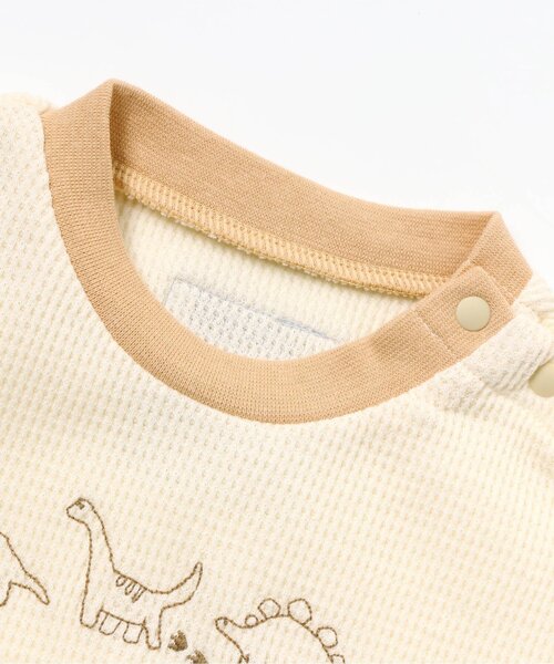 apres les cours（アプレレクール）の「恐竜刺繍ワッフルボディースーツ（肌着・キッズ・アイボリー/ミント・80/70）」の14枚目の写真