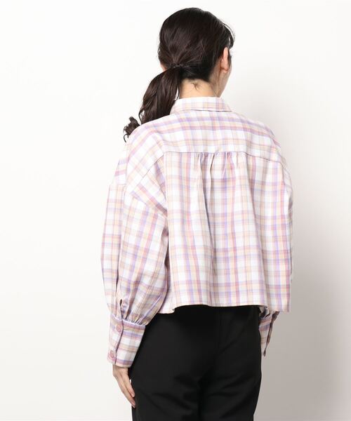 sango（sango）の「ロングカフスショート丈シャツ（シャツ/ブラウス・レディース・ピンク/グリーン・FREE）」の4枚目の写真