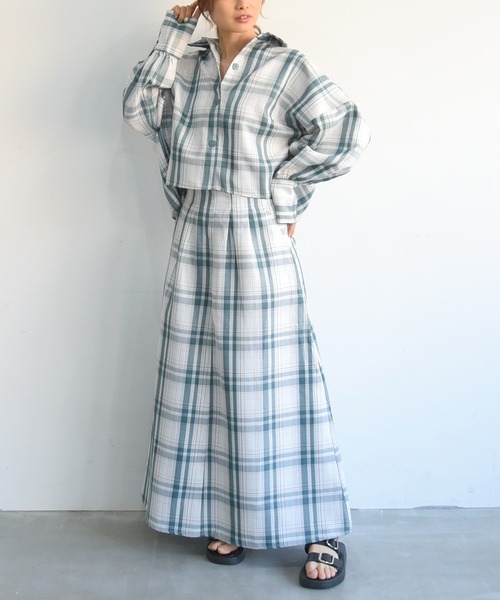 sango（sango）の「ロングカフスショート丈シャツ（シャツ/ブラウス・レディース・ピンク/グリーン・FREE）」の6枚目の写真