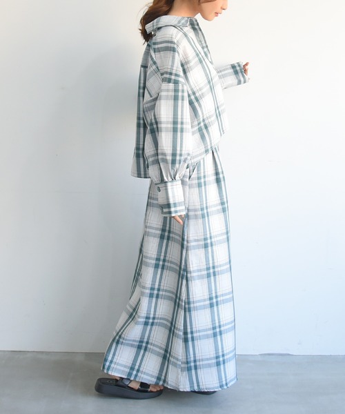 sango（sango）の「ロングカフスショート丈シャツ（シャツ/ブラウス・レディース・ピンク/グリーン・FREE）」の7枚目の写真