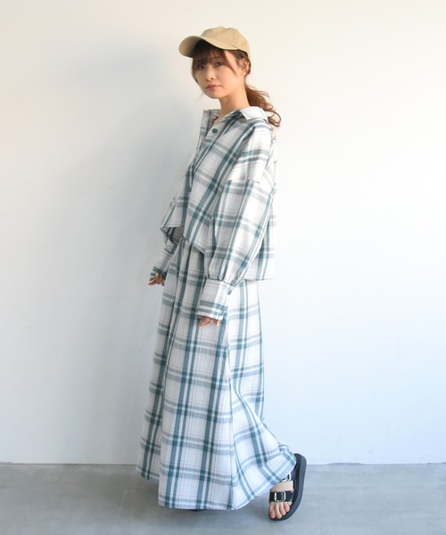 sango（sango）の「ロングカフスショート丈シャツ（シャツ/ブラウス・レディース・ピンク/グリーン・FREE）」の9枚目の写真