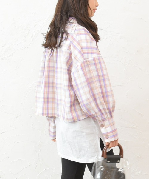sango（sango）の「ロングカフスショート丈シャツ（シャツ/ブラウス・レディース・ピンク/グリーン・FREE）」の10枚目の写真