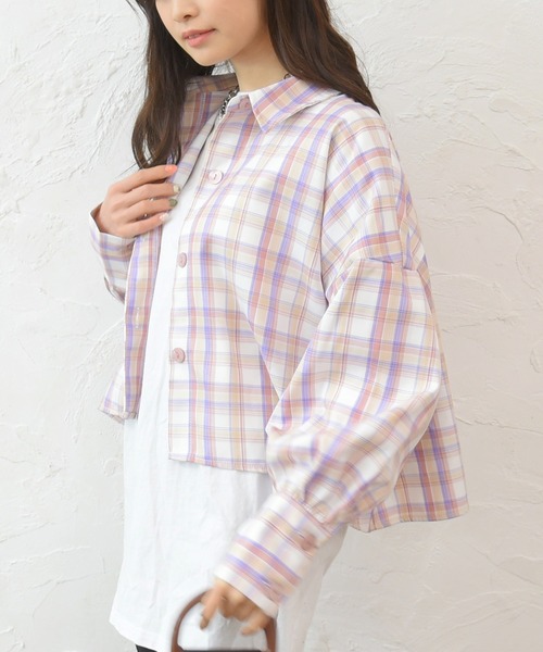 sango（sango）の「ロングカフスショート丈シャツ（シャツ/ブラウス・レディース・ピンク/グリーン・FREE）」の14枚目の写真