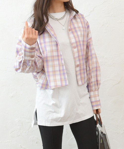 sango（sango）の「ロングカフスショート丈シャツ（シャツ/ブラウス・レディース・ピンク/グリーン・FREE）」の17枚目の写真