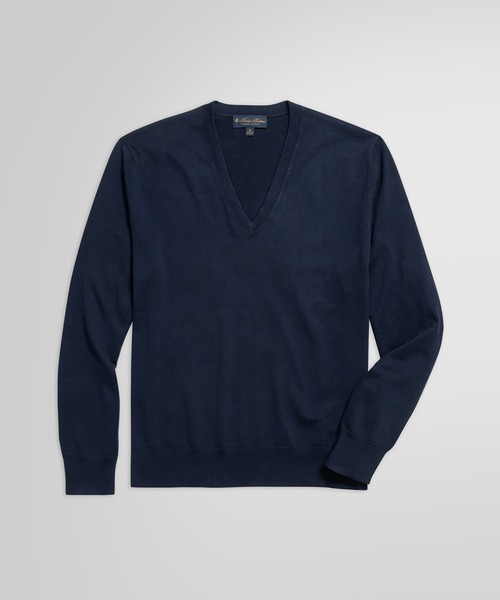 BROOKS BROTHERS（ブルックスブラザーズ）の「スーピマコットン Vネックセーター（ニット/セーター・メンズ・オレンジ/ブルー/ネイビー/ヘザーグレー/ブラック・X-SMALL/LARGE/MEDIUM/SMALL）」の4枚目の写真