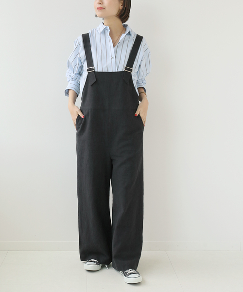 Simplicite（サンプリシテ）の「コットンストライプムジチュニックシャツ（シャツ/ブラウス・レディース・ホワイト/ブラック/パープル/ブルー・FREE）」の7枚目の写真