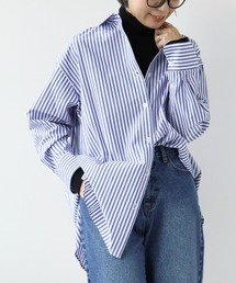Simplicite | コットンストライプムジチュニックシャツ◆(シャツ/ブラウス)