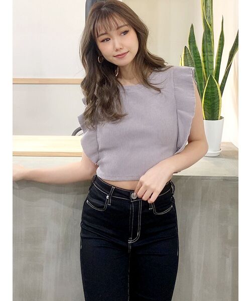 GYDA(ジェイダ)の「2WAYラッフルスリーブレステレコトップス(Tシャツ/カットソー・レディース・チャコールグレー/オフホワイト/ピンク・FREE)」の14枚目の写真
