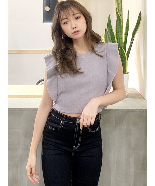 GYDA(ジェイダ)の「2WAYラッフルスリーブレステレコトップス(Tシャツ/カットソー・レディース・チャコールグレー/オフホワイト/ピンク・FREE)」の12枚目の写真