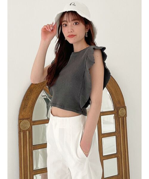 GYDA(ジェイダ)の「2WAYラッフルスリーブレステレコトップス(Tシャツ/カットソー・レディース・チャコールグレー/オフホワイト/ピンク・FREE)」の13枚目の写真