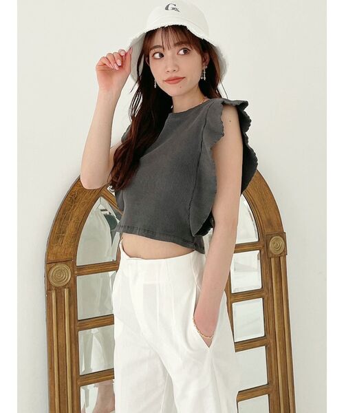 GYDA(ジェイダ)の「2WAYラッフルスリーブレステレコトップス(Tシャツ/カットソー・レディース・チャコールグレー/オフホワイト/ピンク・FREE)」の8枚目の写真