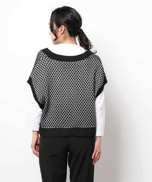 ehka sopo（エヘカソポ）の「丸柄編みニットベスト（ベスト・レディース・ブラック/ベージュ/イエロー/グリーン・ﾌﾘ-）」の5枚目の写真