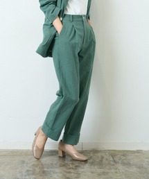 HERENCIA | コットンリネン 1P ストレート 裾ダブル パンツ（セットアップ可）(その他パンツ)