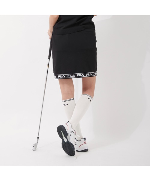 FILA GOLF(フィラゴルフ )の「FILA GOLF/フィラゴルフ 軽量ニット ロゴジャガード ハイウエストスカート ゴルフウェア(スカート・レディース・ホワイト/ブラック/ブルー/ライトピンク・LL/S/L/M)」の14枚目の写真