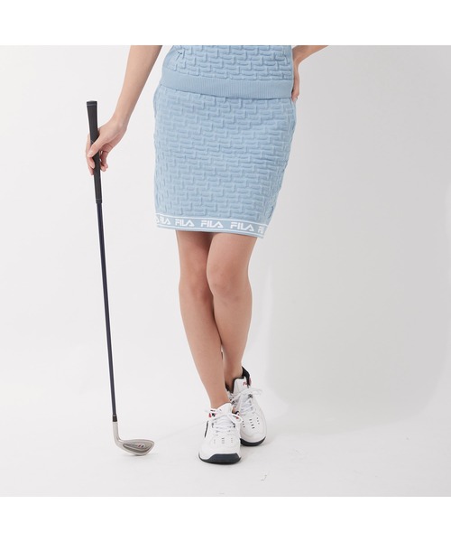 FILA GOLF(フィラゴルフ )の「FILA GOLF/フィラゴルフ 軽量ニット ロゴジャガード ハイウエストスカート ゴルフウェア(スカート・レディース・ホワイト/ブラック/ブルー/ライトピンク・LL/S/L/M)」の15枚目の写真
