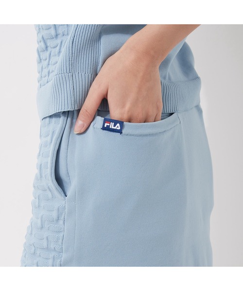 FILA GOLF(フィラゴルフ )の「FILA GOLF/フィラゴルフ 軽量ニット ロゴジャガード ハイウエストスカート ゴルフウェア(スカート・レディース・ホワイト/ブラック/ブルー/ライトピンク・LL/S/L/M)」の8枚目の写真