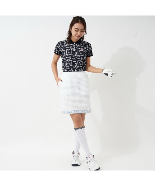 FILA GOLF(フィラゴルフ )の「FILA GOLF/フィラゴルフ 軽量ニット ロゴジャガード ハイウエストスカート ゴルフウェア(スカート・レディース・ホワイト/ブラック/ブルー/ライトピンク・LL/S/L/M)」の13枚目の写真