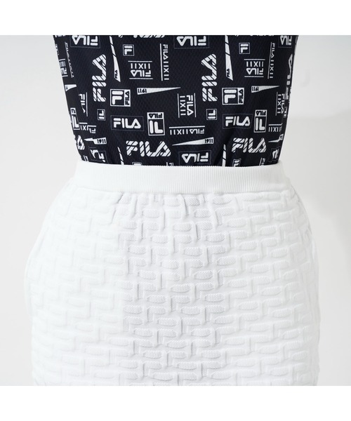 FILA GOLF(フィラゴルフ )の「FILA GOLF/フィラゴルフ 軽量ニット ロゴジャガード ハイウエストスカート ゴルフウェア(スカート・レディース・ホワイト/ブラック/ブルー/ライトピンク・LL/S/L/M)」の5枚目の写真