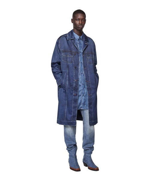DIESEL（ディーゼル）の「メンズ ロング コート デニムプリント（ステンカラーコート・メンズ・インディゴブルー・SMALL/X-SMALL）」の6枚目の写真