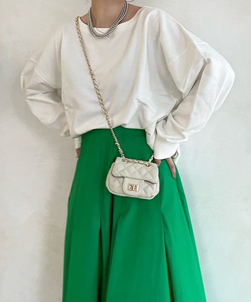 DouDou（ドゥドゥ）の「スウェットプルオーバー（Tシャツ/カットソー・レディース・ホワイト/チャコールグレー/グレー/ピンク/バイオレット/ブルー・FREE）」の2枚目の写真