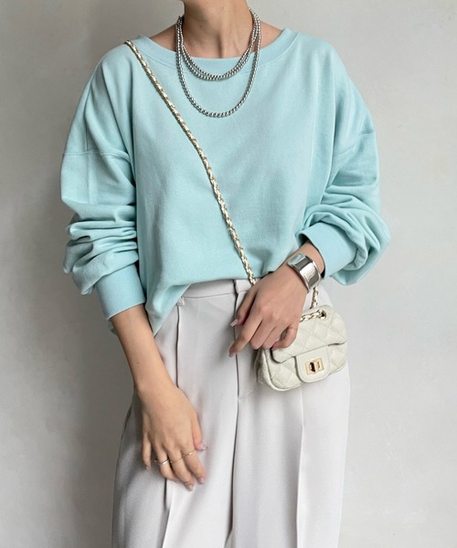 DouDou（ドゥドゥ）の「スウェットプルオーバー（Tシャツ/カットソー・レディース・ホワイト/チャコールグレー/グレー/ピンク/バイオレット/ブルー・FREE）」の5枚目の写真