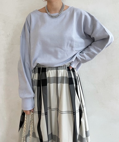 DouDou（ドゥドゥ）の「スウェットプルオーバー（Tシャツ/カットソー・レディース・ホワイト/チャコールグレー/グレー/ピンク/バイオレット/ブルー・FREE）」の14枚目の写真