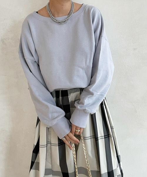 DouDou（ドゥドゥ）の「スウェットプルオーバー（Tシャツ/カットソー・レディース・ホワイト/チャコールグレー/グレー/ピンク/バイオレット/ブルー・FREE）」の16枚目の写真