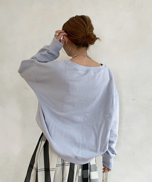 DouDou（ドゥドゥ）の「スウェットプルオーバー（Tシャツ/カットソー・レディース・ホワイト/チャコールグレー/グレー/ピンク/バイオレット/ブルー・FREE）」の18枚目の写真