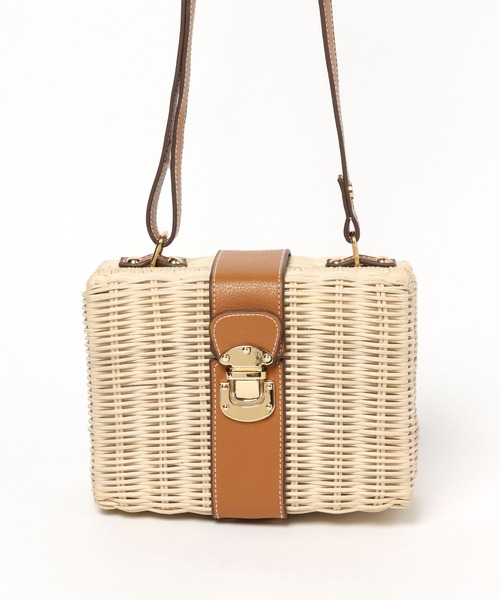 Andemiu（アンデミュウ）の「ラタンスクエアショルダー277890（ショルダーバッグ・レディース・ブラック/オフホワイト・FREE）」の5枚目の写真