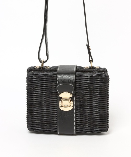 Andemiu（アンデミュウ）の「ラタンスクエアショルダー277890（ショルダーバッグ・レディース・ブラック/オフホワイト・FREE）」の14枚目の写真