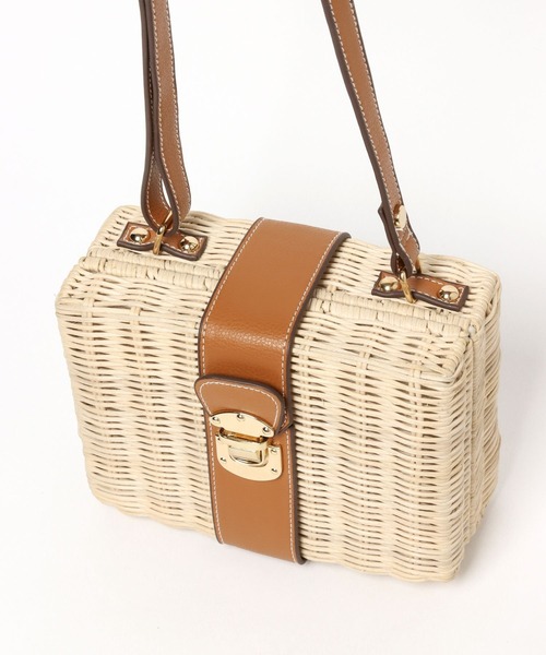 Andemiu（アンデミュウ）の「ラタンスクエアショルダー277890（ショルダーバッグ・レディース・ブラック/オフホワイト・FREE）」の11枚目の写真