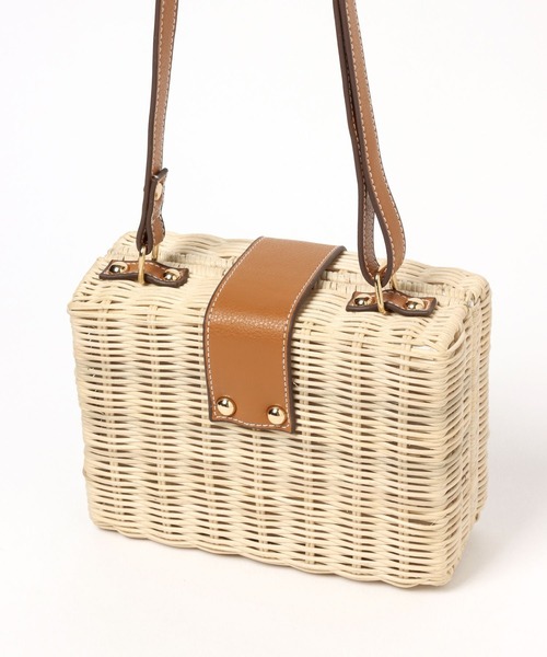 Andemiu（アンデミュウ）の「ラタンスクエアショルダー277890（ショルダーバッグ・レディース・ブラック/オフホワイト・FREE）」の8枚目の写真