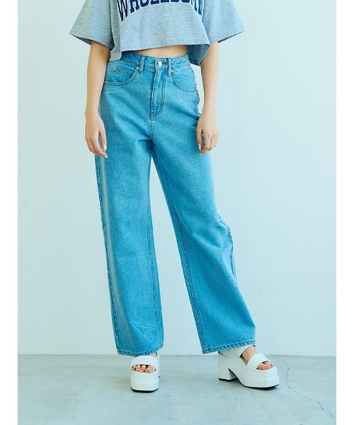 ENVYM(アンビー)の「ハイウエストデニムPT(デニムパンツ・レディース・ブラック/ブルー・S/M)」の1枚目の写真