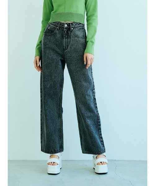 ENVYM(アンビー)の「ハイウエストデニムPT(デニムパンツ・レディース・ブラック/ブルー・S/M)」の2枚目の写真